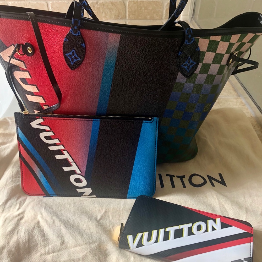 Louis Vuitton Neverfull Ltd. Race tote and wallet